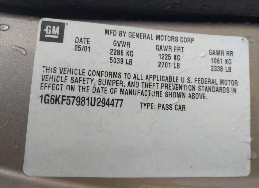 Photo 9 of 2001 Cadillac Deville DTS (VIN 1G6KF57981U294477)