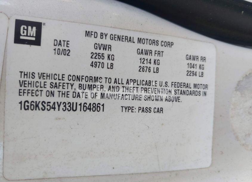 Photo 9 of 2003 Cadillac Seville SLS (VIN 1G6KS54Y33U164861)