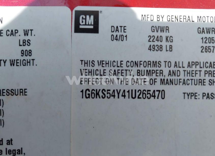 Photo 9 of 2001 Cadillac Seville SLS W/TX7 (VIN 1G6KS54Y41U265470)