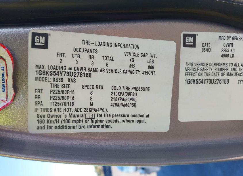 Photo 9 of 2003 Cadillac Seville SLS (VIN 1G6KS54Y73U276188)