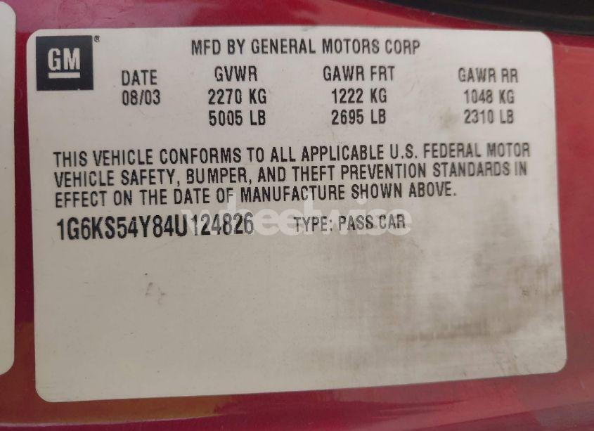 Photo 9 of 2004 Cadillac Seville SLS (VIN 1G6KS54Y84U124826)