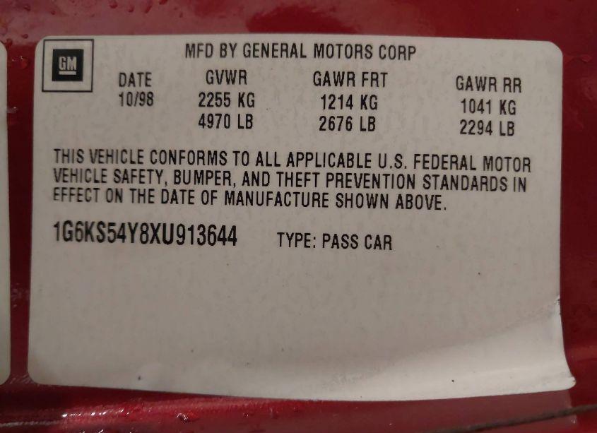 Photo 9 of 1999 Cadillac Seville SLS (VIN 1G6KS54Y8XU913644)