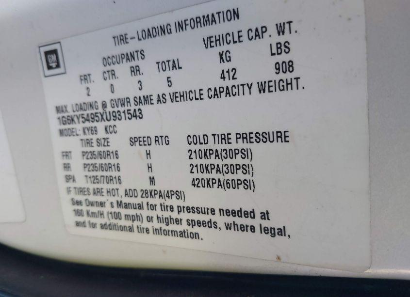 Photo 9 of 1999 Cadillac Seville STS (VIN 1G6KY5495XU931543)