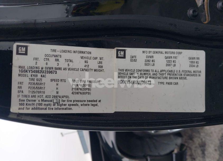 Photo 9 of 2002 Cadillac Seville STS (VIN 1G6KY54982U239673)