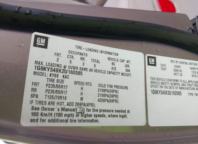 Photo 9 of 2002 Cadillac Seville STS (VIN 1G6KY549X2U160585)