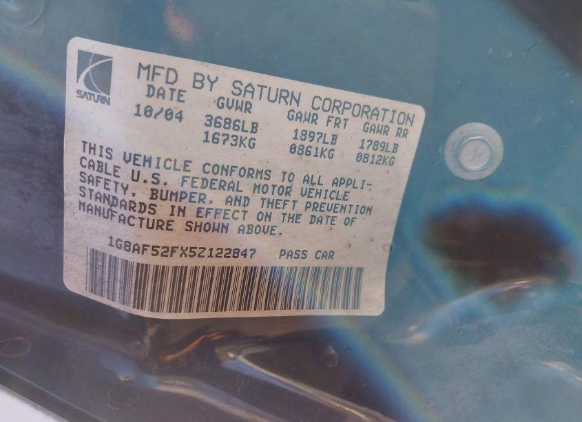 Photo 9 of 2005 Saturn Ion 1 (VIN 1G8AF52FX5Z122847)