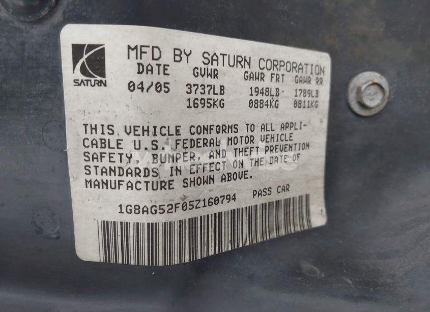 Photo 9 of 2005 Saturn Ion 1 (VIN 1G8AG52F05Z160794)