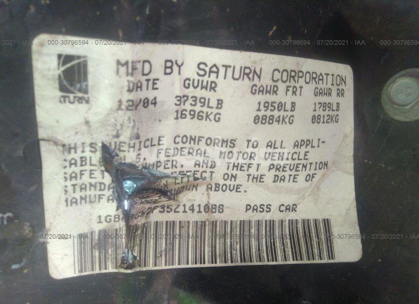 Photo 9 of 2005 Saturn Ion 1 (VIN 1G8AG52F35Z141088)