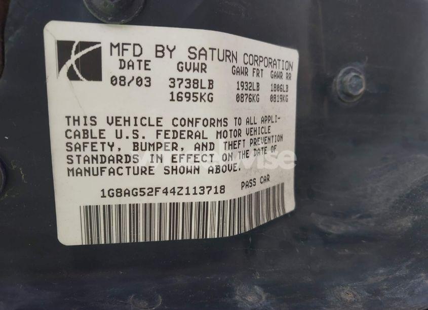 Photo 9 of 2004 Saturn Ion 1 (VIN 1G8AG52F44Z113718)