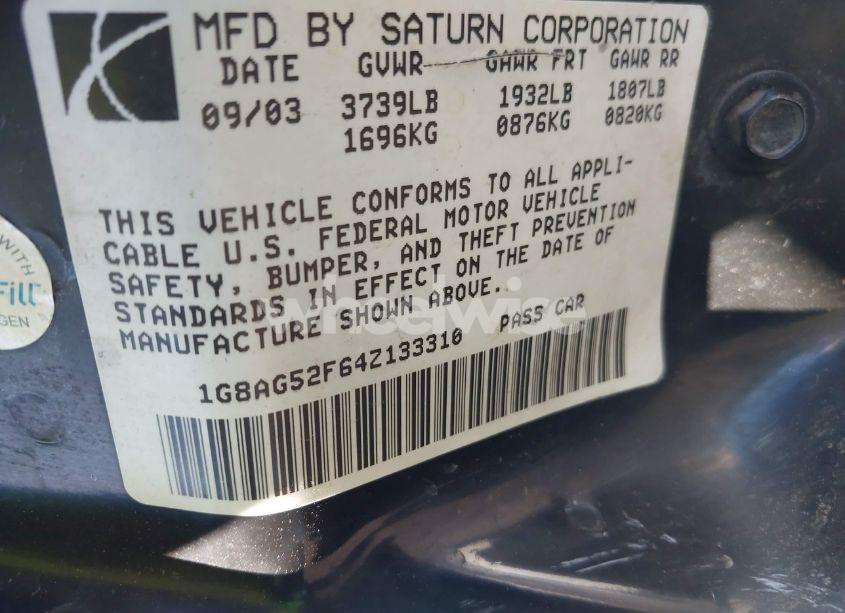 Photo 9 of 2004 Saturn Ion 1 (VIN 1G8AG52F64Z133310)