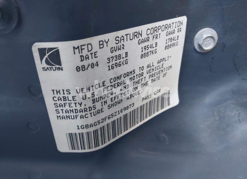 Photo 9 of 2005 Saturn Ion 1 (VIN 1G8AG52F65Z109073)