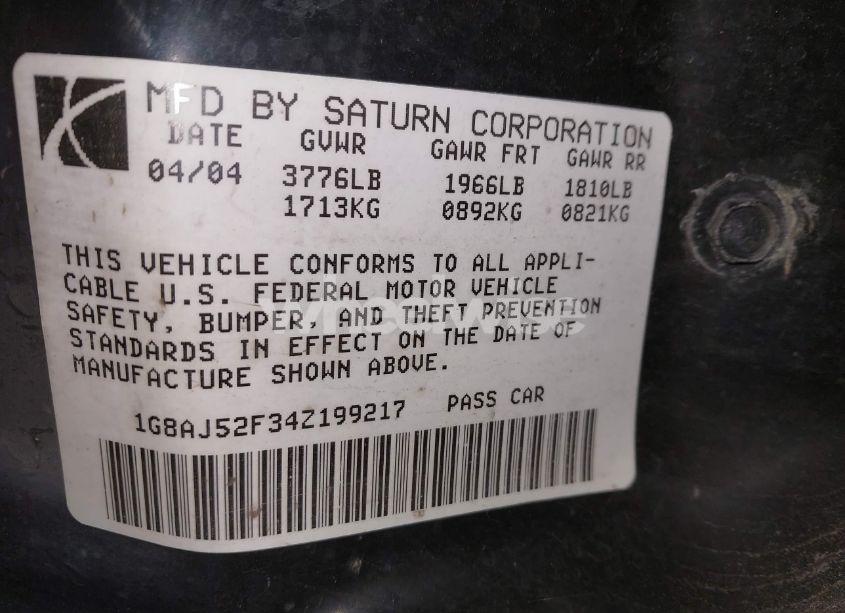 Photo 9 of 2004 Saturn Ion 2 (VIN 1G8AJ52F34Z199217)