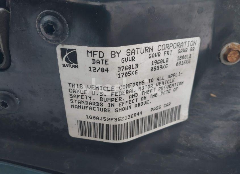 Photo 9 of 2005 Saturn Ion 2 (VIN 1G8AJ52F35Z136944)