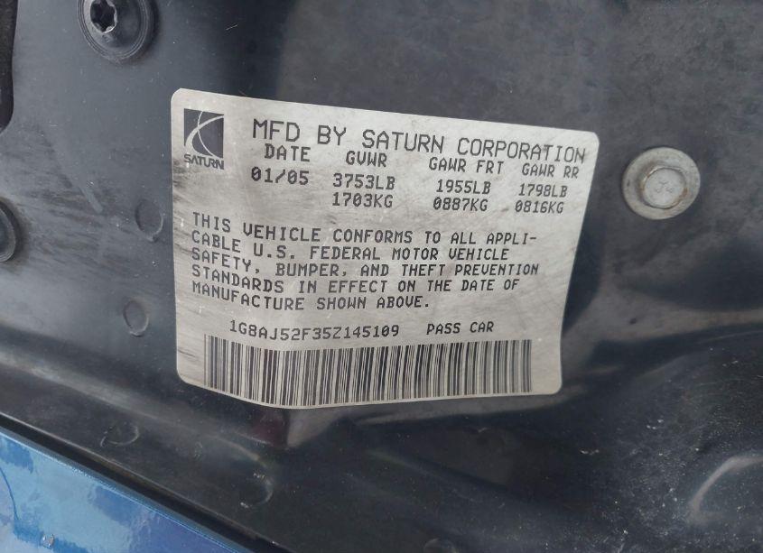 Photo 9 of 2005 Saturn Ion 2 (VIN 1G8AJ52F35Z145109)