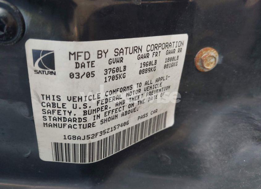 Photo 9 of 2005 Saturn Ion 2 (VIN 1G8AJ52F35Z157406)
