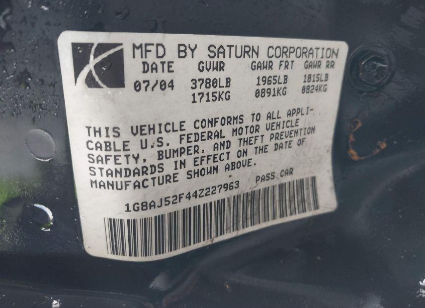 Photo 9 of 2004 Saturn Ion 2 (VIN 1G8AJ52F44Z227963)