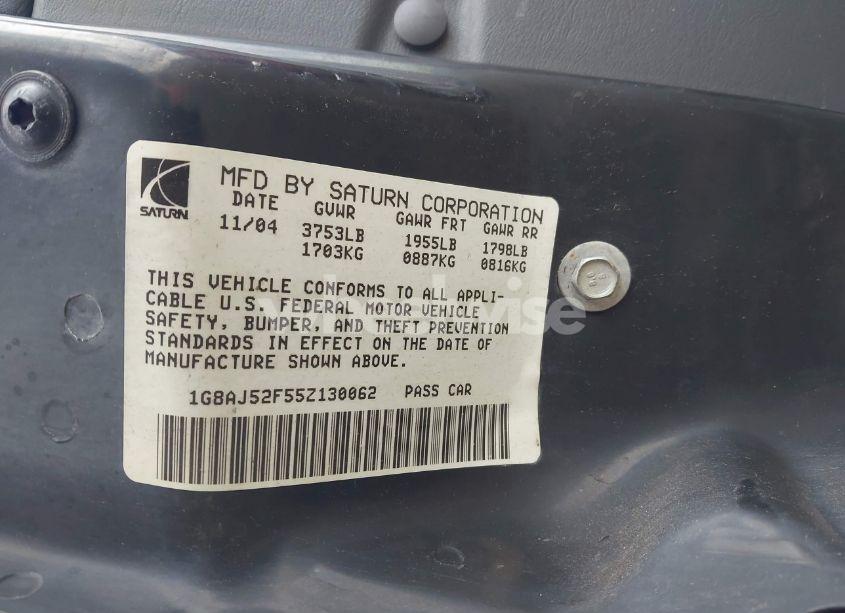Photo 9 of 2005 Saturn Ion 2 (VIN 1G8AJ52F55Z130062)