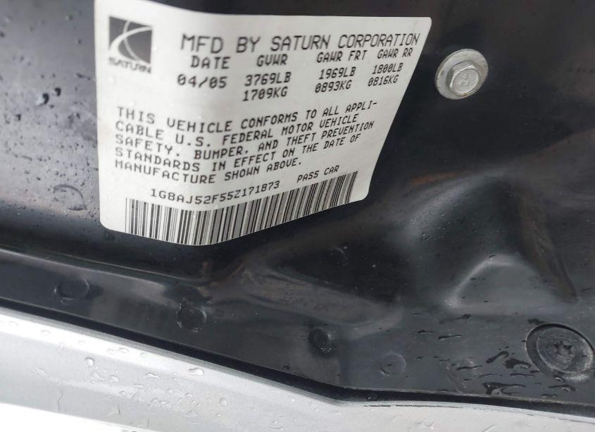 Photo 9 of 2005 Saturn Ion 2 (VIN 1G8AJ52F55Z171873)