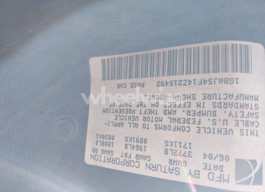 Photo 9 of 2004 Saturn Ion 2 (VIN 1G8AJ54F14Z215492)