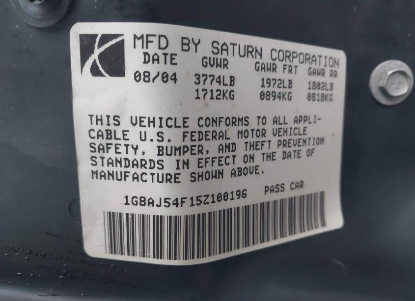 Photo 9 of 2005 Saturn Ion 2 (VIN 1G8AJ54F15Z100196)