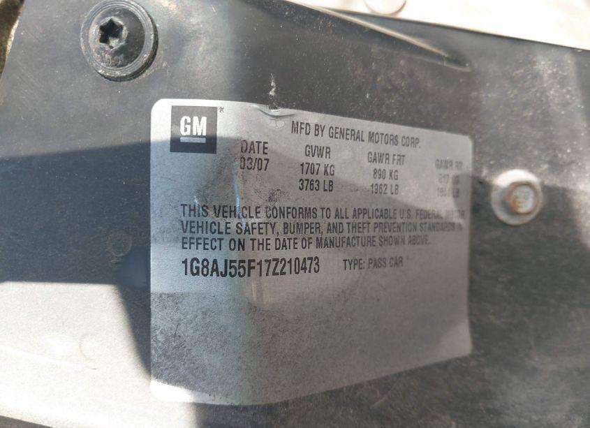 Photo 9 of 2007 Saturn Ion 2 (VIN 1G8AJ55F17Z210473)