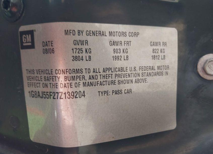 Photo 9 of 2007 Saturn Ion 2 (VIN 1G8AJ55F27Z139204)