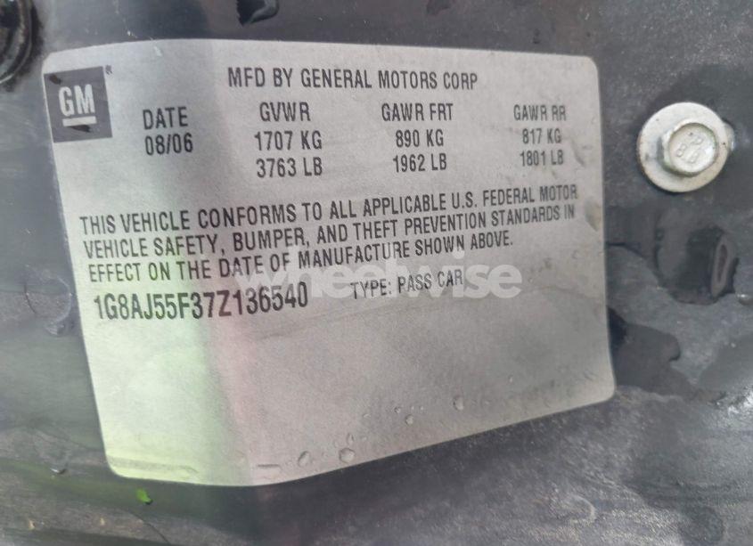 Photo 9 of 2007 Saturn Ion 2 (VIN 1G8AJ55F37Z136540)