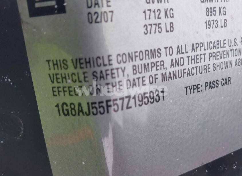 Photo 9 of 2007 Saturn Ion 2 (VIN 1G8AJ55F57Z195931)