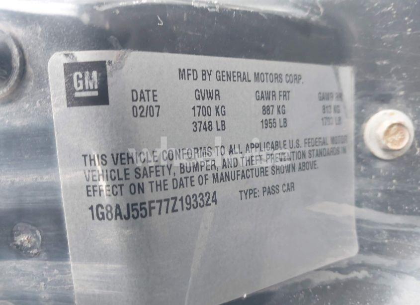 Photo 9 of 2007 Saturn Ion 2 (VIN 1G8AJ55F77Z193324)