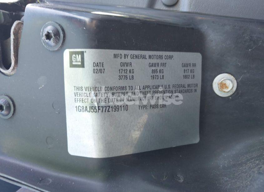 Photo 9 of 2007 Saturn Ion 2 (VIN 1G8AJ55F77Z199110)