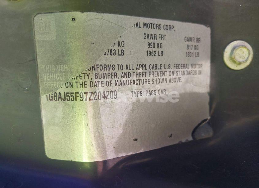 Photo 9 of 2007 Saturn Ion 2 (VIN 1G8AJ55F97Z204209)