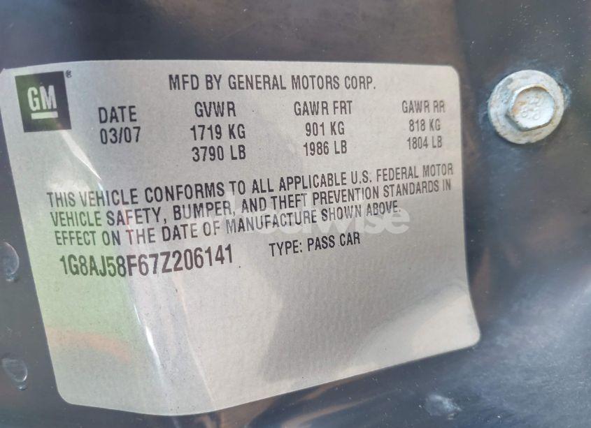 Photo 9 of 2007 Saturn Ion 2 (VIN 1G8AJ58F67Z206141)