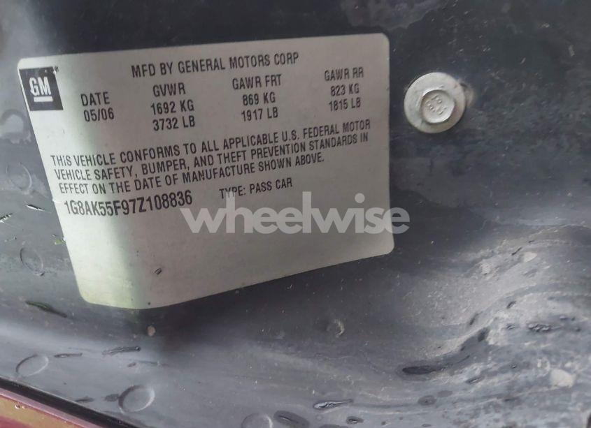 Photo 8 of 2007 Saturn Ion 3 (VIN 1G8AK55F97Z108836)