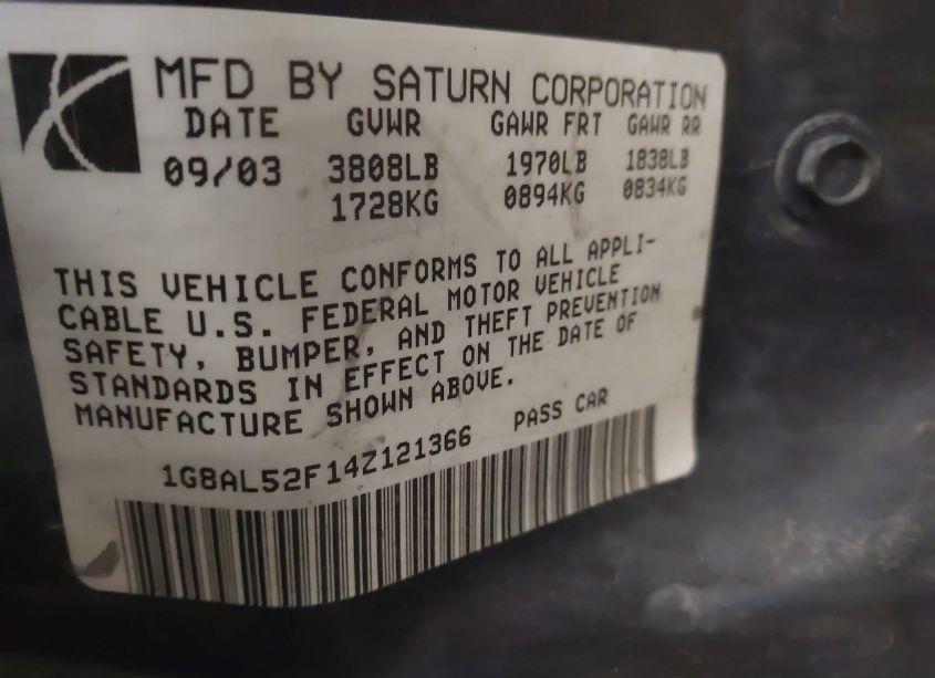 Photo 9 of 2004 Saturn Ion 3 (VIN 1G8AL52F14Z121366)