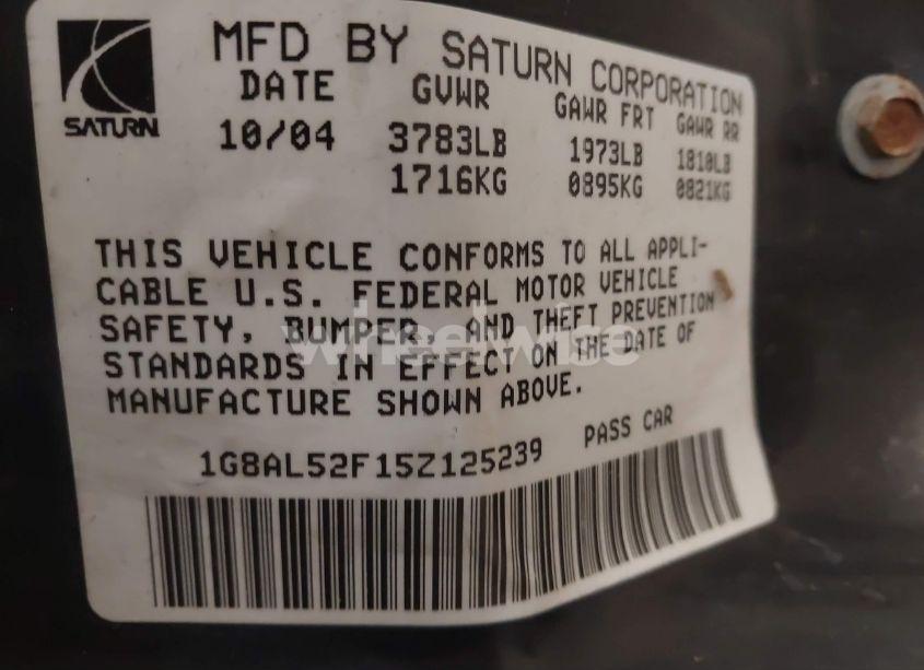 Photo 9 of 2005 Saturn Ion 3 (VIN 1G8AL52F15Z125239)