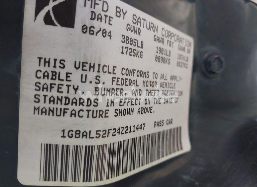 Photo 9 of 2004 Saturn Ion 3 (VIN 1G8AL52F24Z211447)