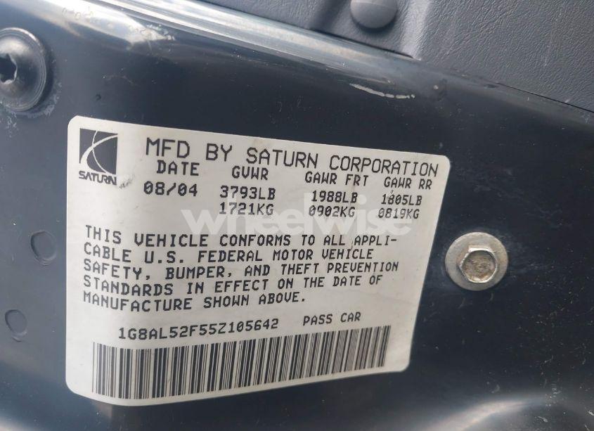 Photo 9 of 2005 Saturn Ion 3 (VIN 1G8AL52F55Z105642)