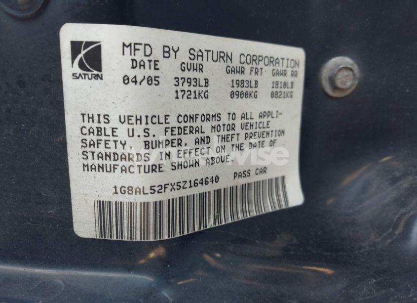 Photo 9 of 2005 Saturn Ion 3 (VIN 1G8AL52FX5Z164640)
