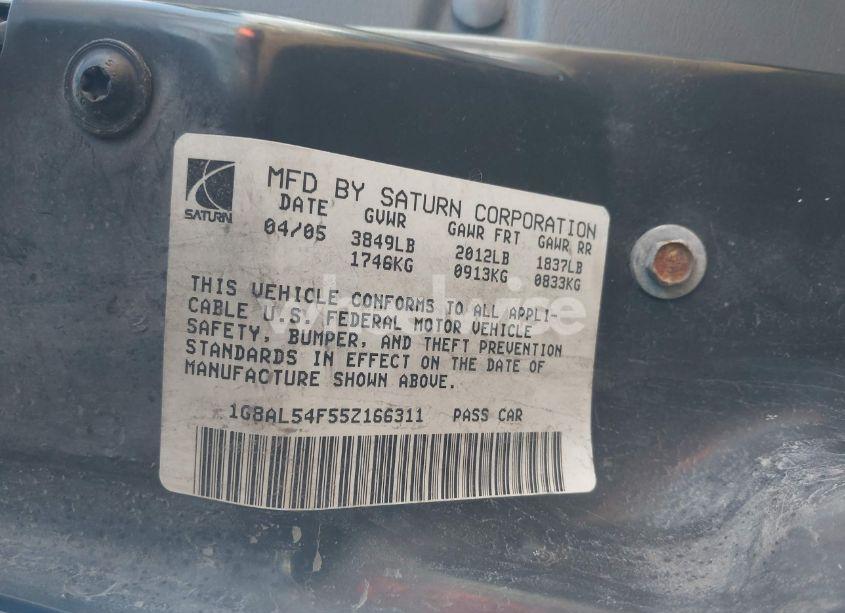 Photo 9 of 2005 Saturn Ion 3 (VIN 1G8AL54F55Z166311)