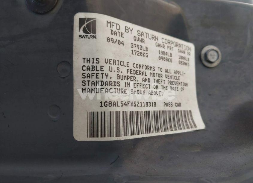 Photo 9 of 2005 Saturn Ion 3 (VIN 1G8AL54FX5Z118318)