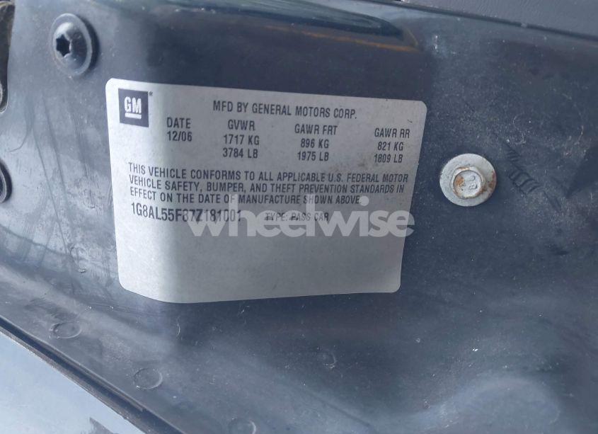 Photo 9 of 2007 Saturn Ion 3 (VIN 1G8AL55F87Z181001)