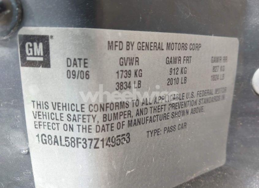 Photo 9 of 2007 Saturn Ion 3 (VIN 1G8AL58F37Z149553)