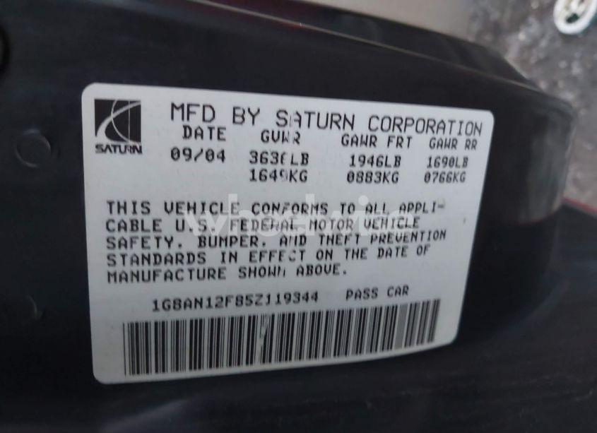 Photo 9 of 2005 Saturn Ion ION 2 (VIN 1G8AN12F85Z119344)