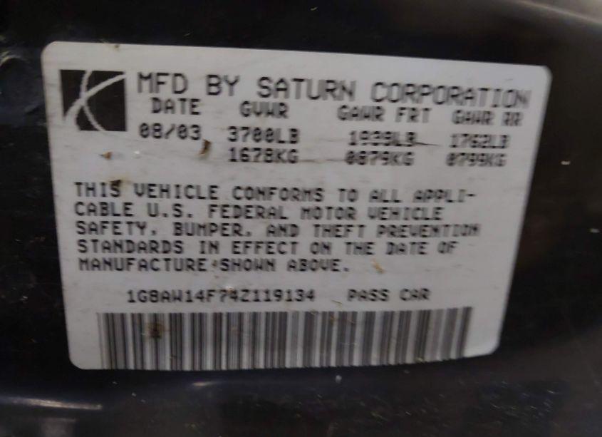 Photo 9 of 2004 Saturn Ion 3 (VIN 1G8AW14F74Z119134)