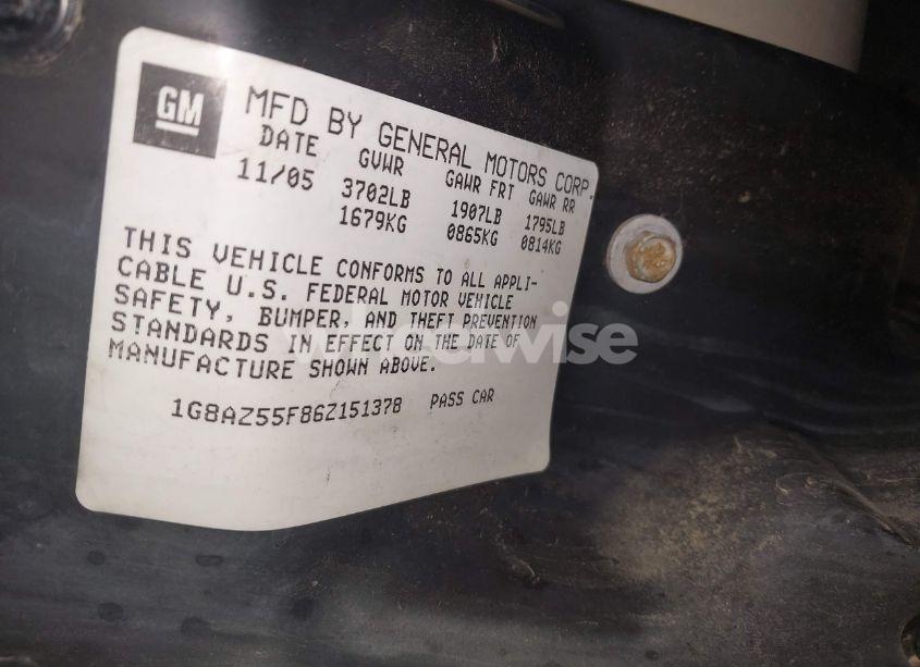 Photo 9 of 2006 Saturn Ion 2 (VIN 1G8AZ55F86Z151378)