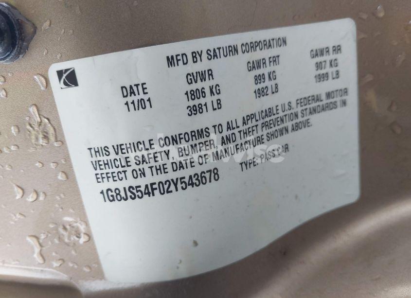 Photo 9 of 2002 Saturn L-series L100 (VIN 1G8JS54F02Y543678)