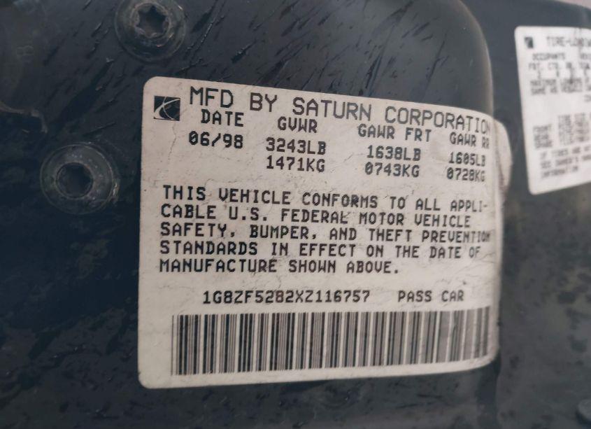 Photo 9 of 1999 Saturn Sl N/A (VIN 1G8ZF5282XZ116757)