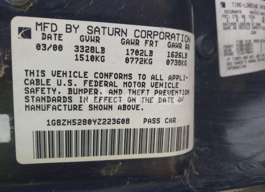 Photo 9 of 2000 Saturn Sl1 N/A (VIN 1G8ZH5280YZ223608)