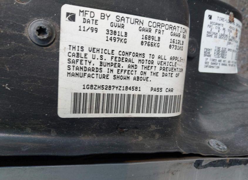 Photo 9 of 2000 Saturn Sl1 N/A (VIN 1G8ZH5287YZ184581)