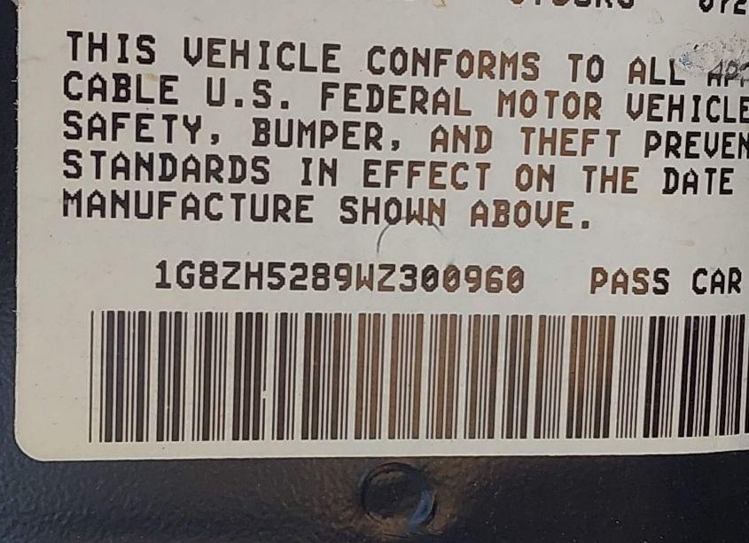 Photo 9 of 1998 Saturn Sl1 N/A (VIN 1G8ZH5289WZ300960)